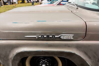 フォード F-100:フロントフェンダー上に残るFORD F-100のサイドエンブレム