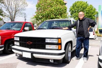 シボレー C1500 454SS：黒からパールホワイトへ全塗装した限定生産モデルの1992年式454SSと後藤隆行さん