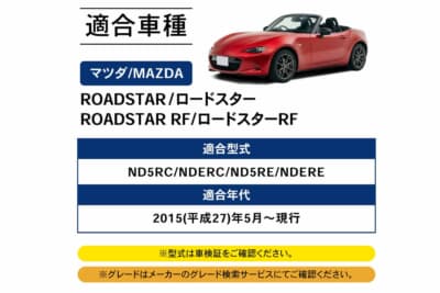 マツダ ロードスター：2015年5月以降の現行ND系およびロードスターRFの全モデルに対応する専用アクセサリー