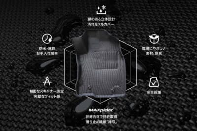 3D U ACE 立体フロアマット KAGU：縁高の立体設計で雨や泥などの液体汚れを逃さない。マットごと簡単に丸洗いできる手軽さも備える