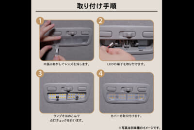 トヨタ 30系アルファード/ヴェルファイア:付属の内張りはがしを使って純正レンズを外しユニットを取り付けるだけで完了する特別な加工が不要な簡単設計