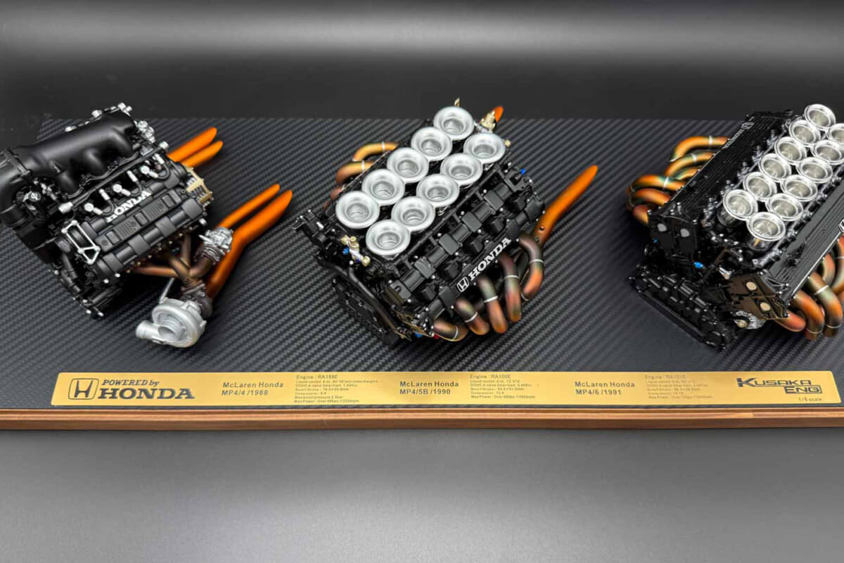ホンダ全面協力で実物を分解解析。セナのF1エンジン3基を1/6再現した22